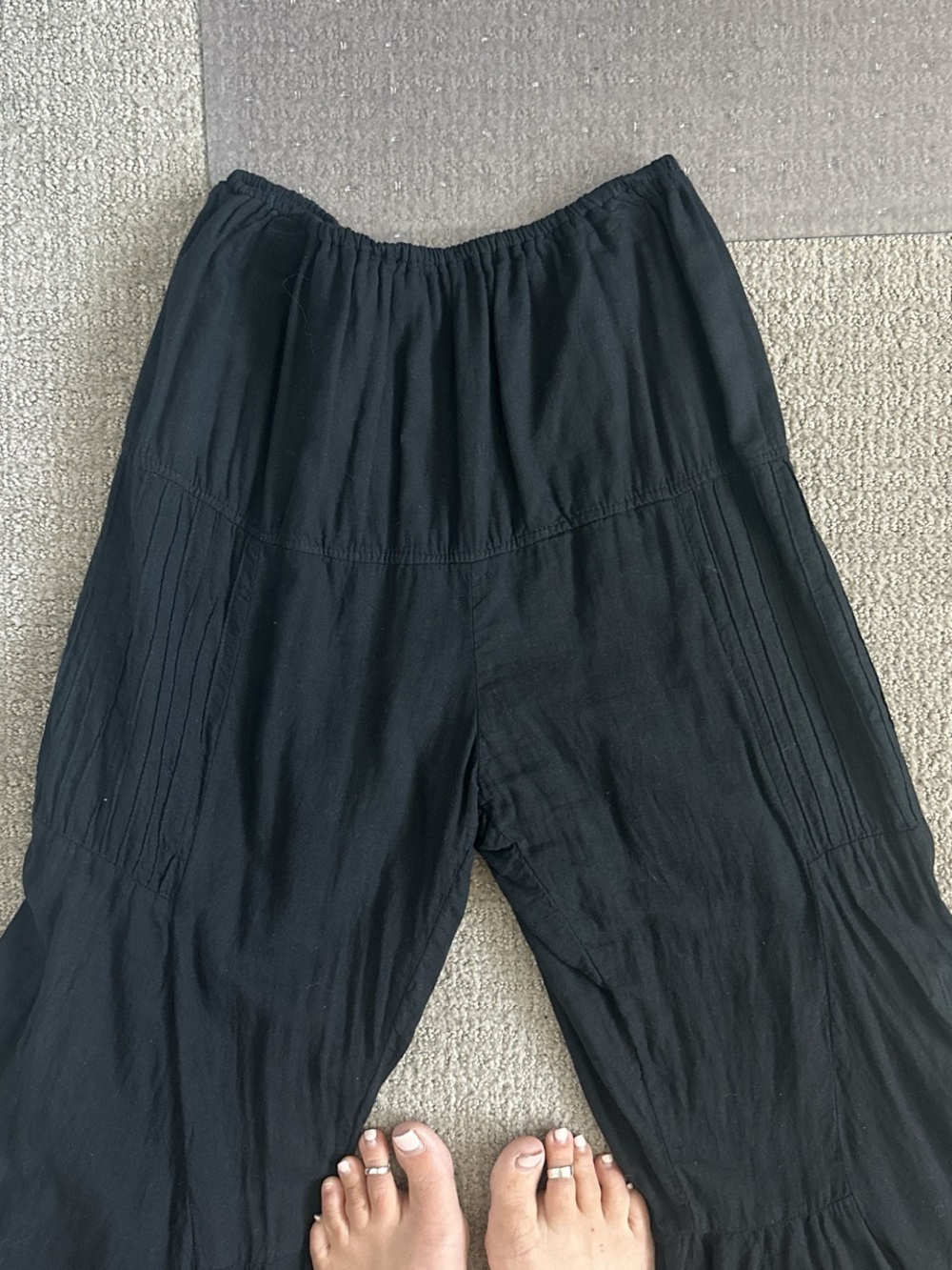 Black Wide Ruffle Boot Cut Pants - Picture 3 of 4